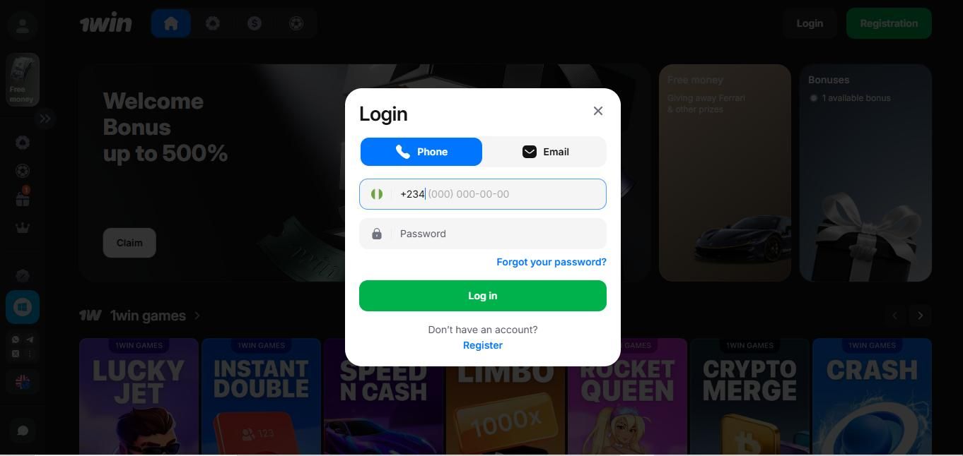 1Win Login Banner