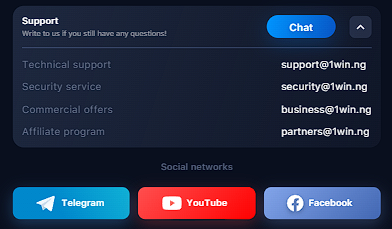 1win Customer support