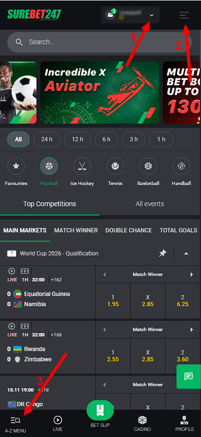 The menus Surebet247