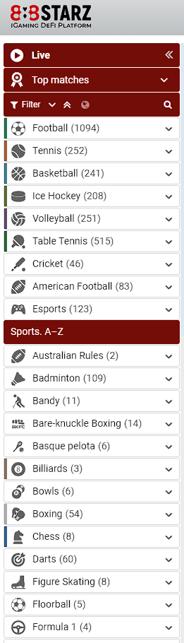 list of available sports