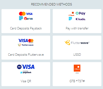 Recomended payment methods