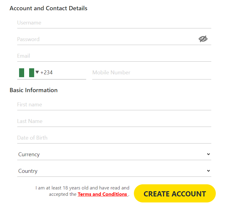 registration form Dafabet