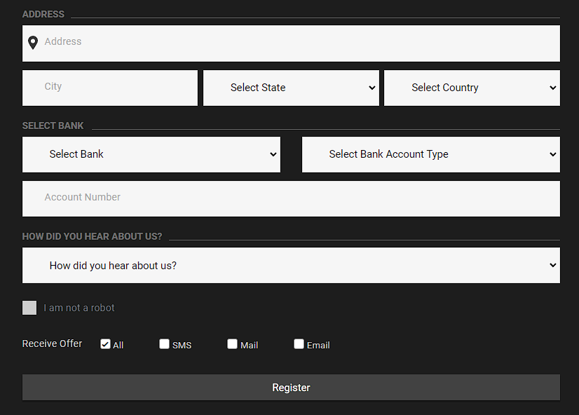 the registration form Merrybet prt2