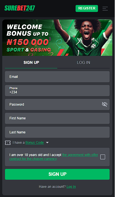 Surebet247 registration