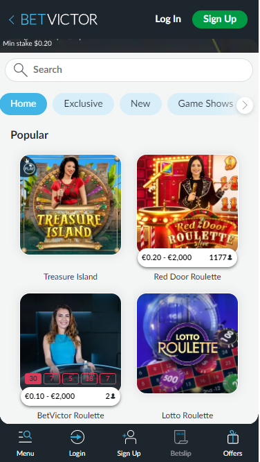 Live Casino section BetVictor