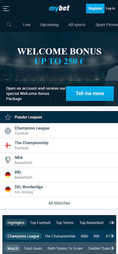 Mobile version Mybet