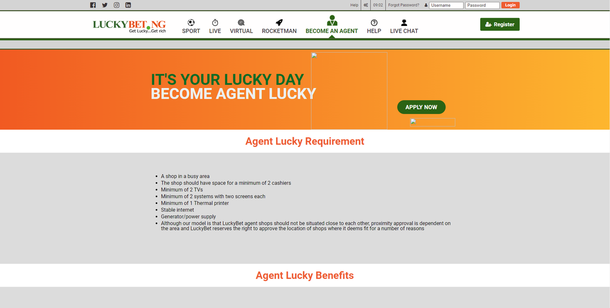 "Become an agent" page