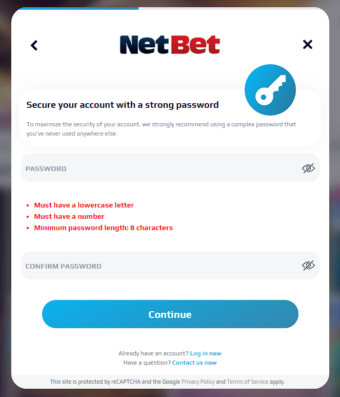 Stage 2 of registration NetBet