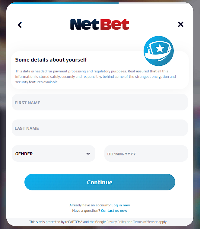 Stage 3 of registration NetBet