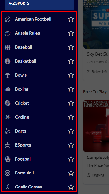 Classic Sports Sky Bet