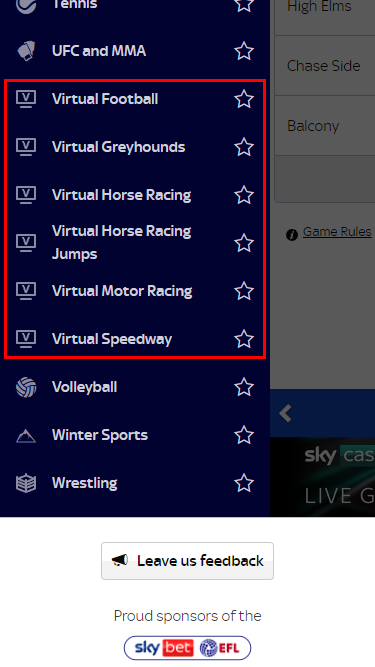 Virtual sport Sky Bet