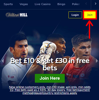 Sign up at William Hill