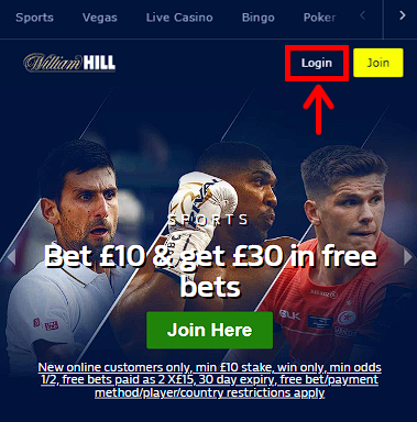 Log in at William Hill