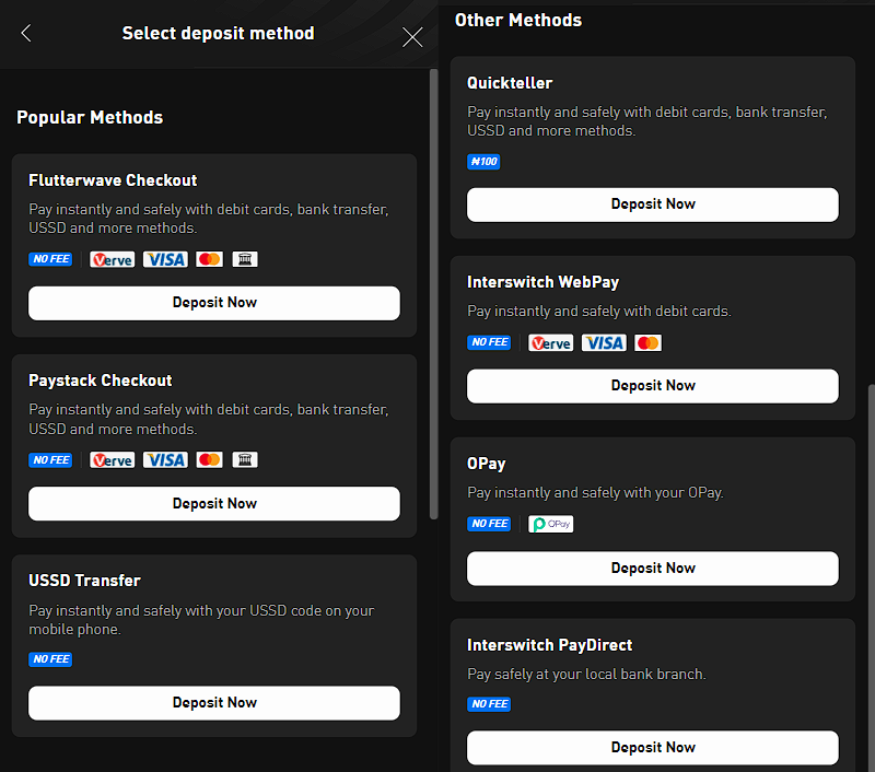 Payment methods