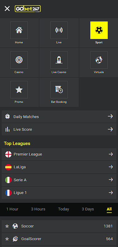Gobet247 mobile version site