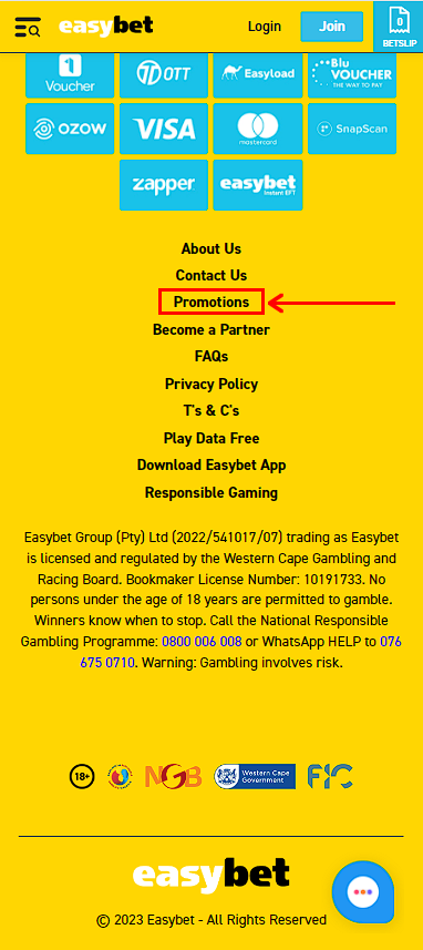 Promotions and offers in EasyBet