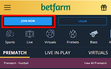 Registration on the site Betfarm