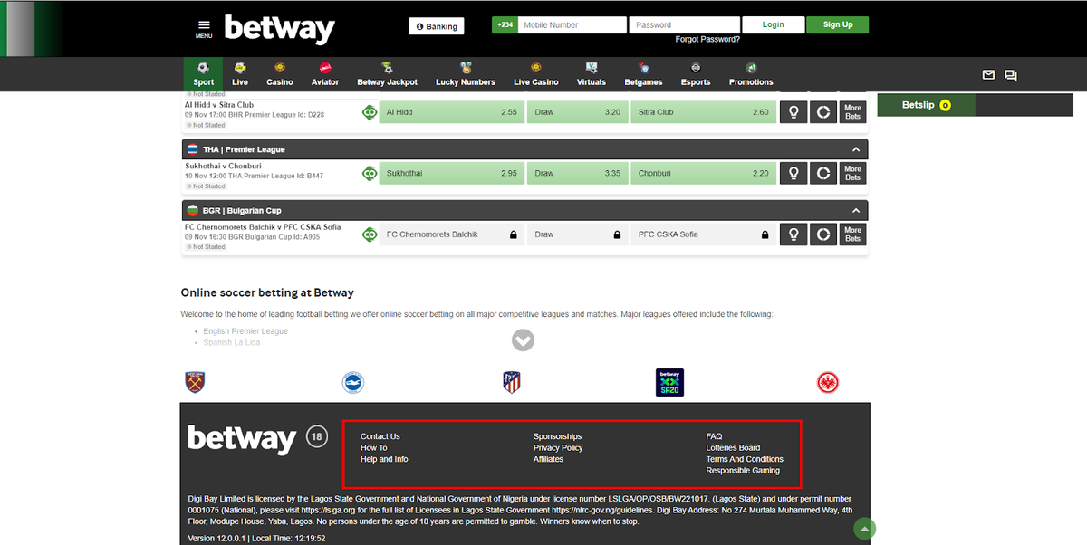 Betway Bottom Menu