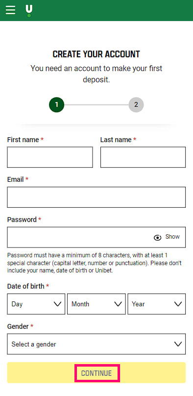 Registration form