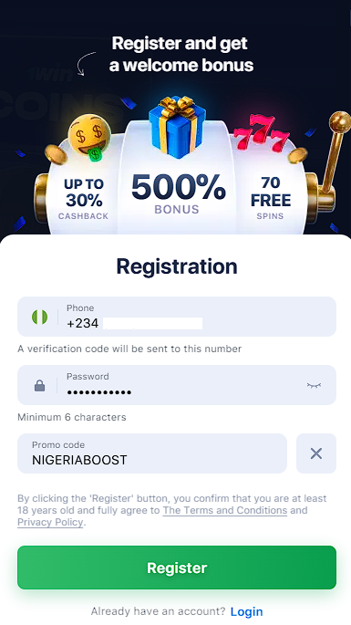 1win registration