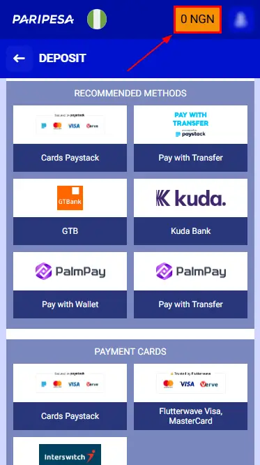 Paripesa Account Button