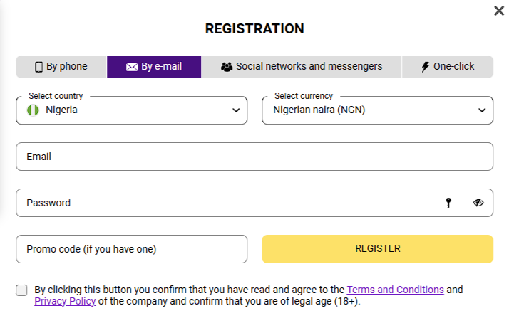 How to register on Helabet using email