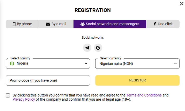 How to register with Helabet via social medias