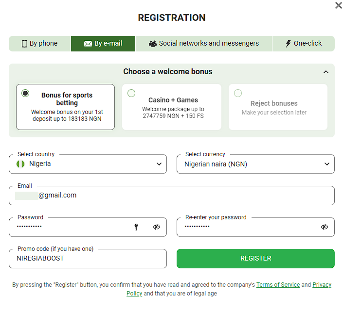 Linebet Registration by email