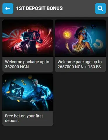 Megapari Nigeria 1st deposit bonuses
