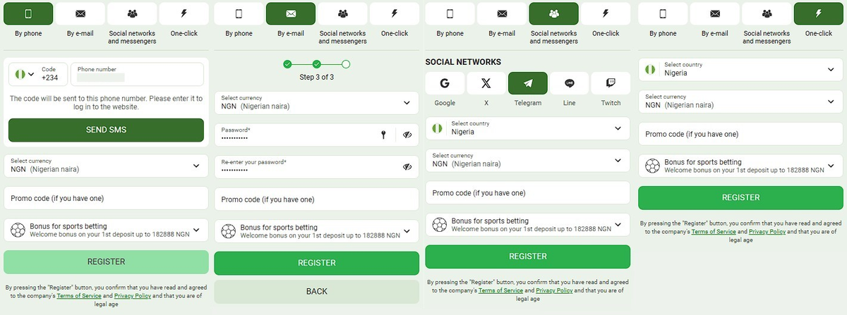 Registration in Linebet app