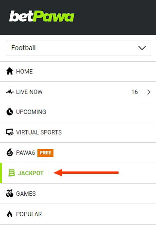 Jackpot section Betpawa