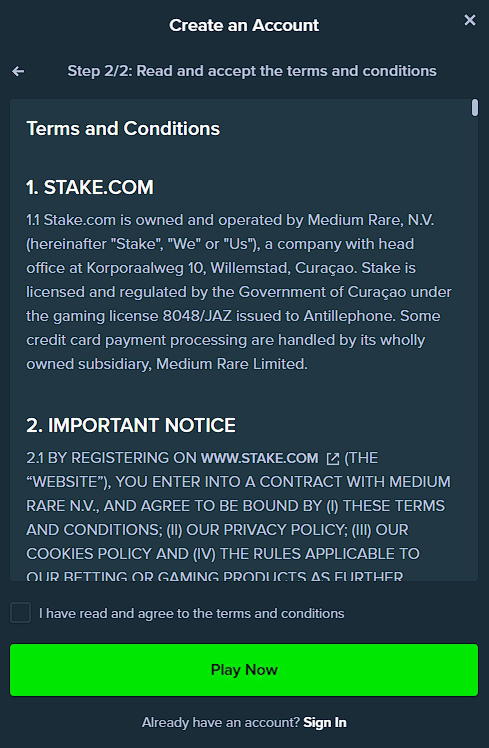 Stake's user rules