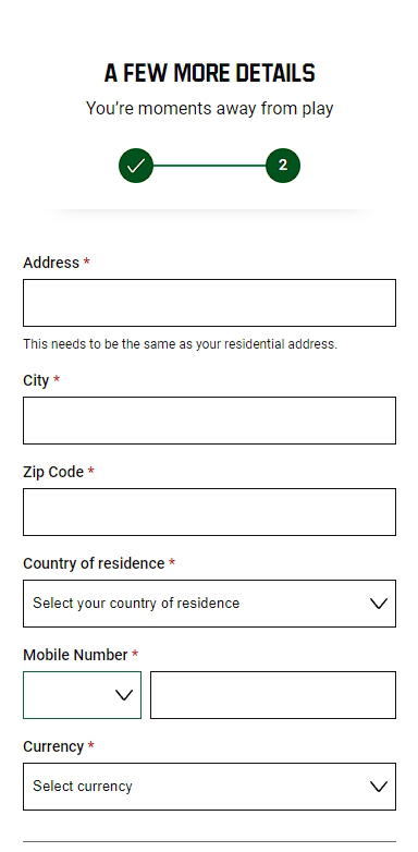 registration form Unibet 2