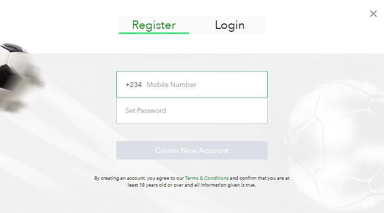 Registration on Sportybet website