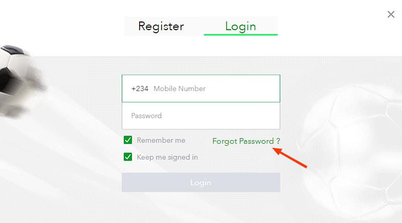 the phrase "Forgot Password?" under the password field