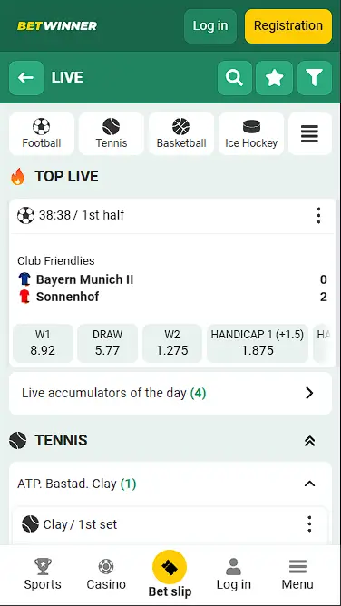 betwinner live betting