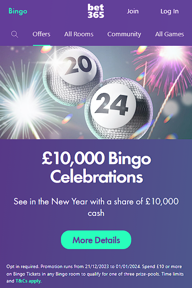 Bonuses on Bet365 Bingo