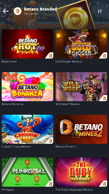 Betano Branded category games on Betano