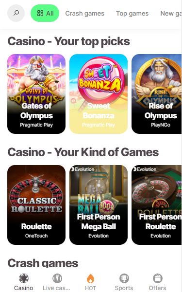 Wide range of virtual casino games