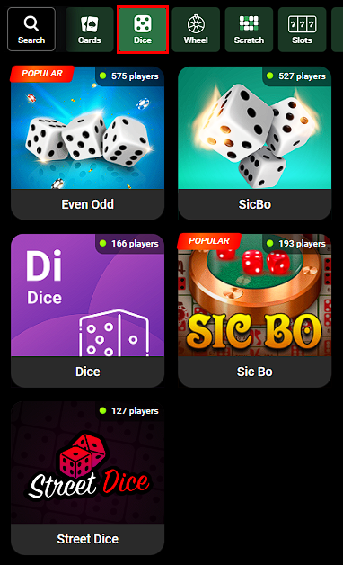 Dice games in SportyBet