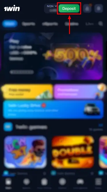 1win Deposit Button