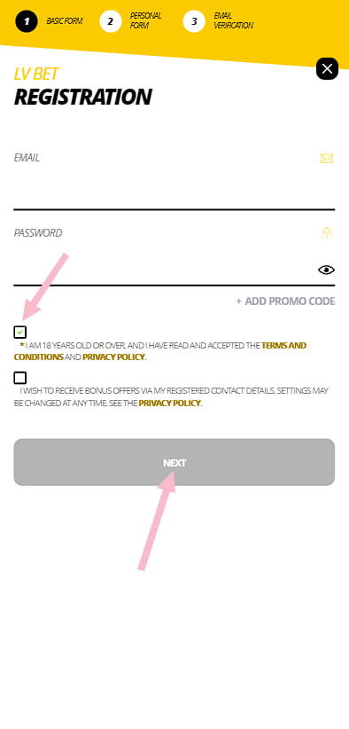 Registration form