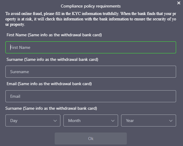 Bangbet's second registration form