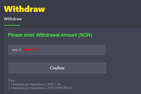 Withdrawal of money won Bangbet