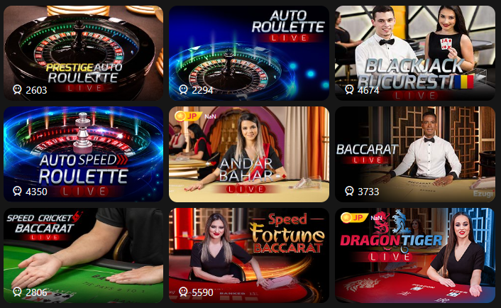 "Live" section in the casino at Bangbet