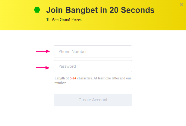 The first step of Bangbet registration