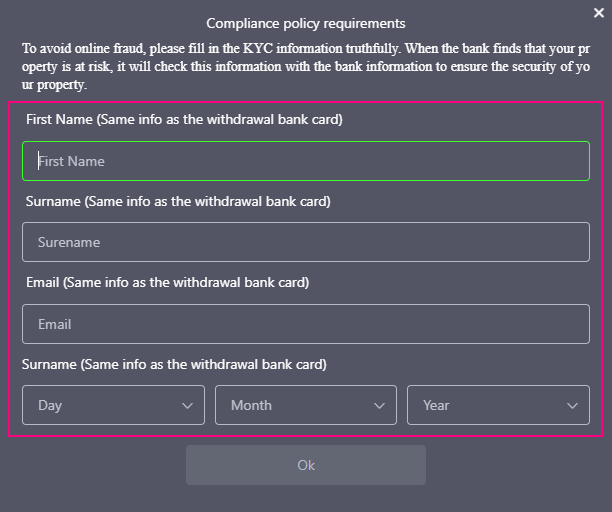 The second step of Bangbet registration