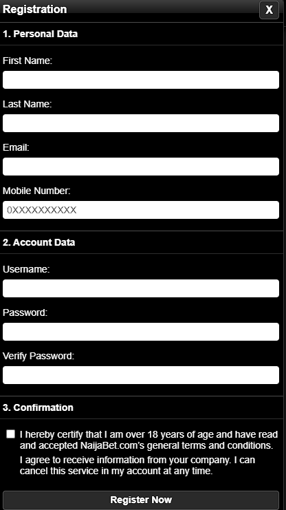 Registration process NaijaBet