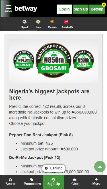 Betway Jackpot Bonus