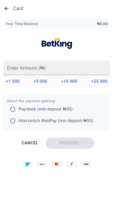 BetKing Deposit Form